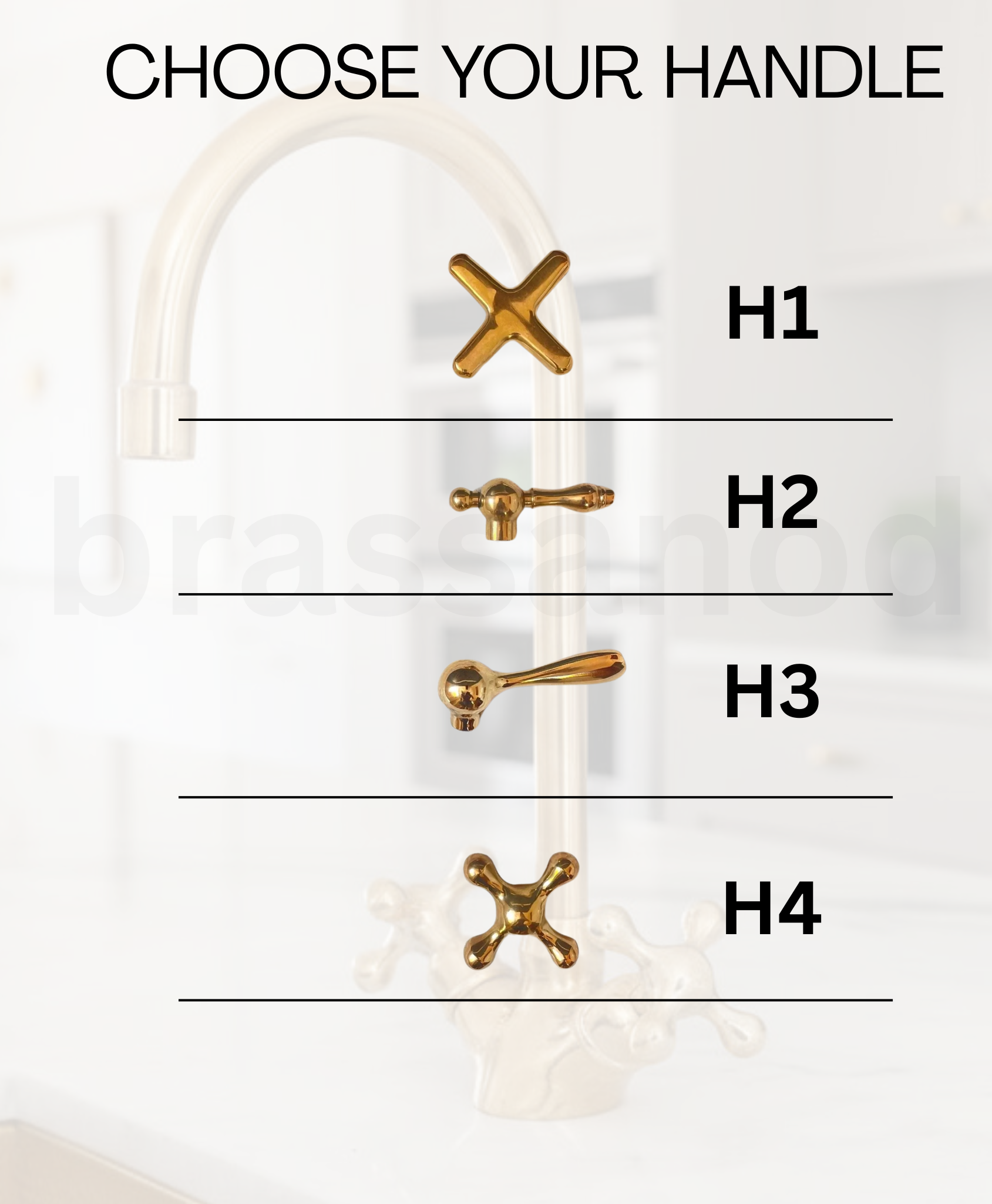 Unlacquered Brass Single Hole Kitchen Faucet — Dual Handle | BRASSANOD