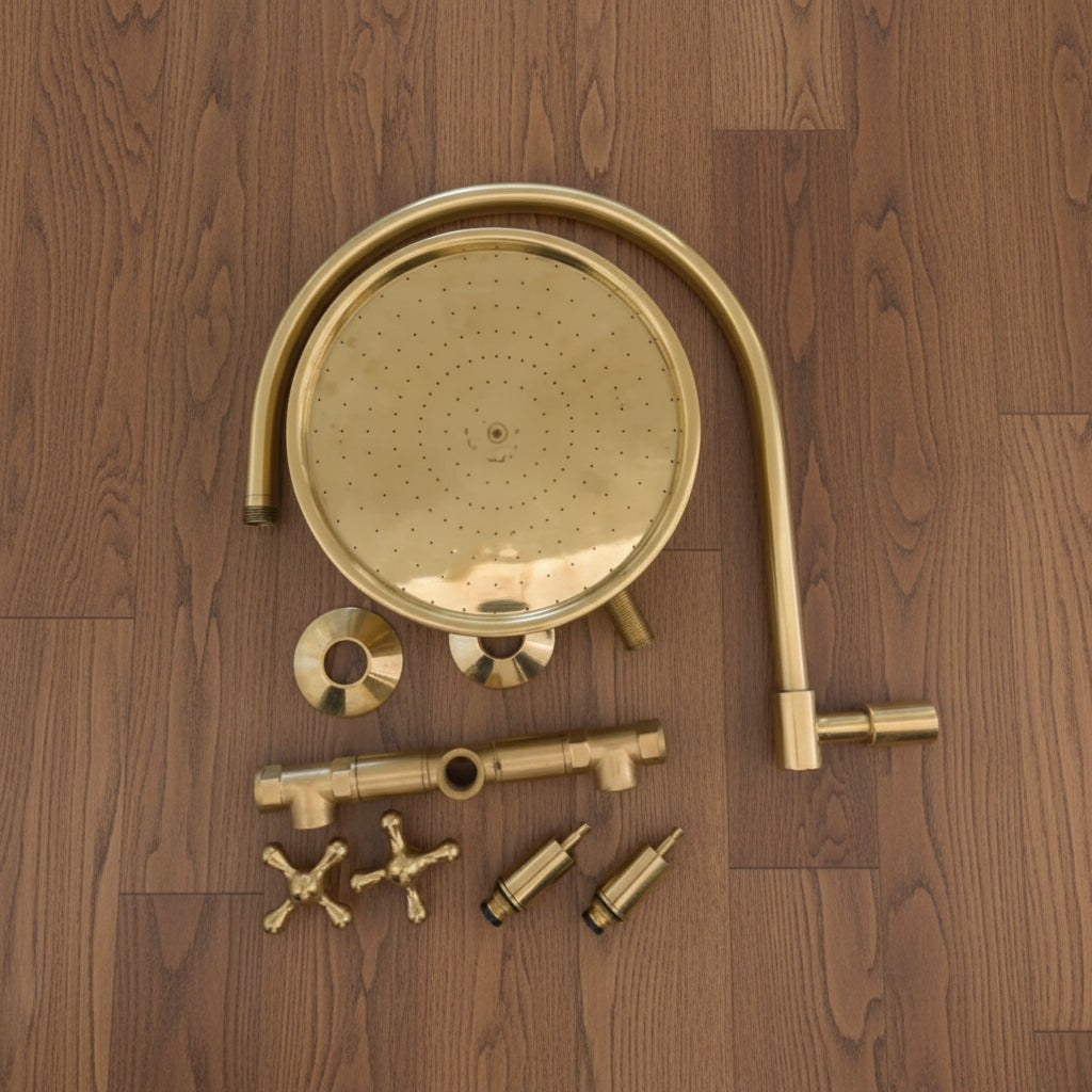 Unlacquered Solid Brass Shower
