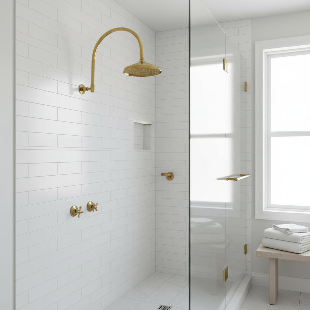 Unlacquered Solid Brass Shower