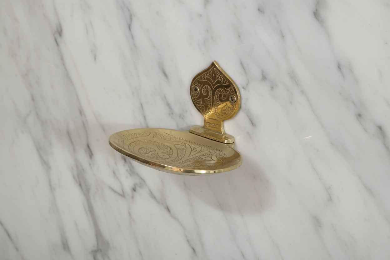 Brass Wall Soap Dish | Engraved finish