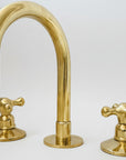 Antique Unlacquered Brass 3 Holes Bathroom Faucet – Dual Handle Vanity Mixer Tap - BRASSANOD