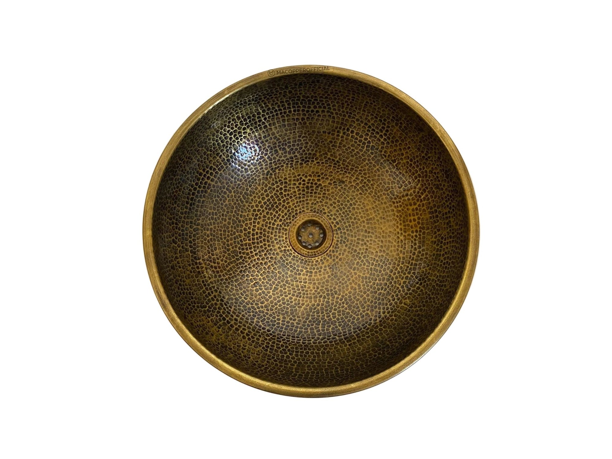 Bronze Vessel Bathroom Sink – Handcrafted Hammered Round Vanity Basin - BRASSANOD