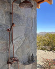 Unlacquered Solid Copper Outdoor Shower with Copper Showerhead