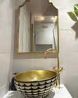 Hammered Brass and Resin Vessel Sink for Bathroom Vanity | Vanity sink