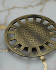 Unlacquered Bronze Floor Drain | Hammered Square Shower Drain
