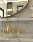 Unlacquered Brass Bathroom Faucet: Deck Mounted 3-Hole Sink