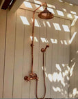 Unlacquered Solid Copper Outdoor Shower with Copper Showerhead