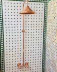 Unlacquered Solid Copper Outdoor Shower with Copper Showerhead