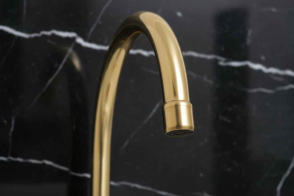Unlacquered Brass Kitchen Faucet 3 Holes Bridge Gooseneck.