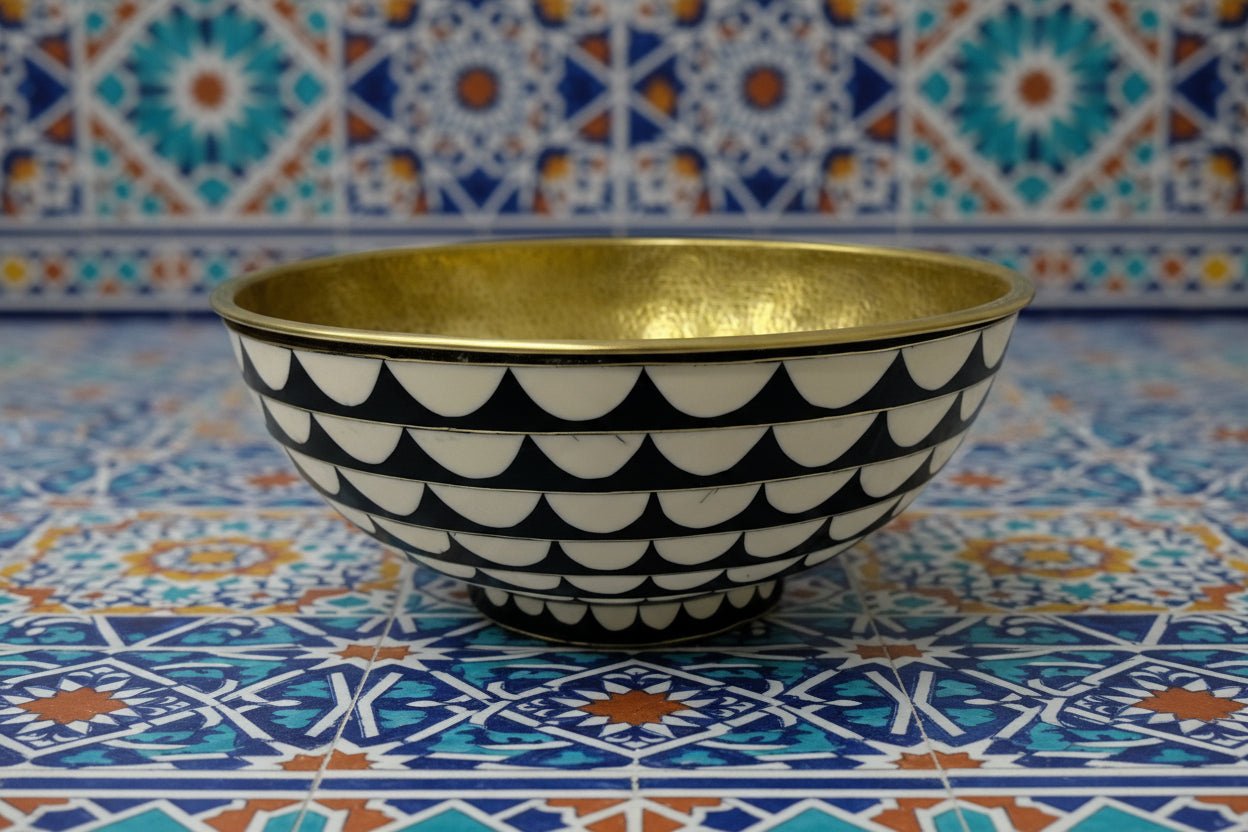Hammered Brass and Resin Vessel Sink for Bathroom Vanity