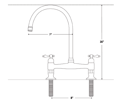 Unlacquered Brass Bridge Kitchen Faucet with Sprayer, Cold Water Faucet - BRASSANOD