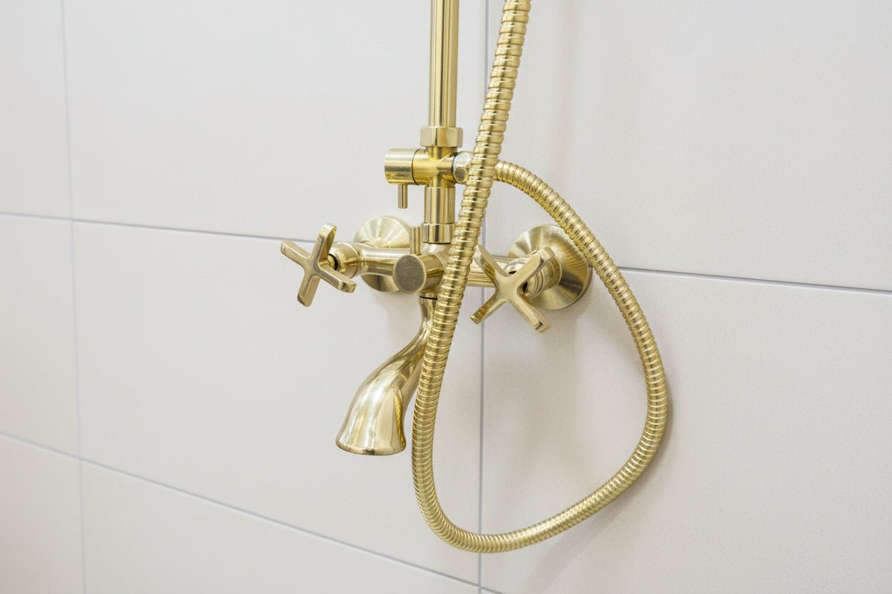 Unlacquered Brass Exposed Shower System | Indoor & Outdoor - BRASSANOD