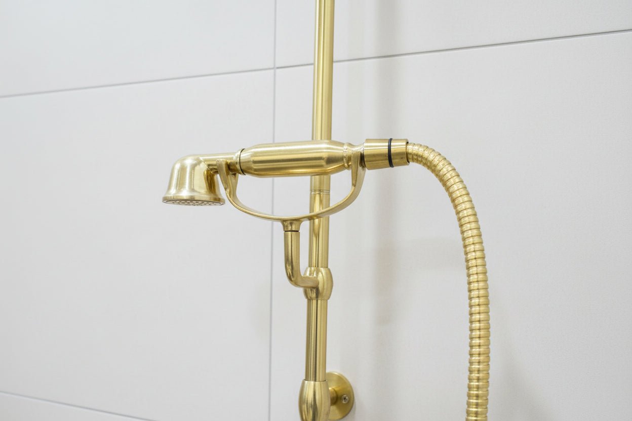 Unlacquered Brass Exposed Shower System | Indoor & Outdoor - BRASSANOD