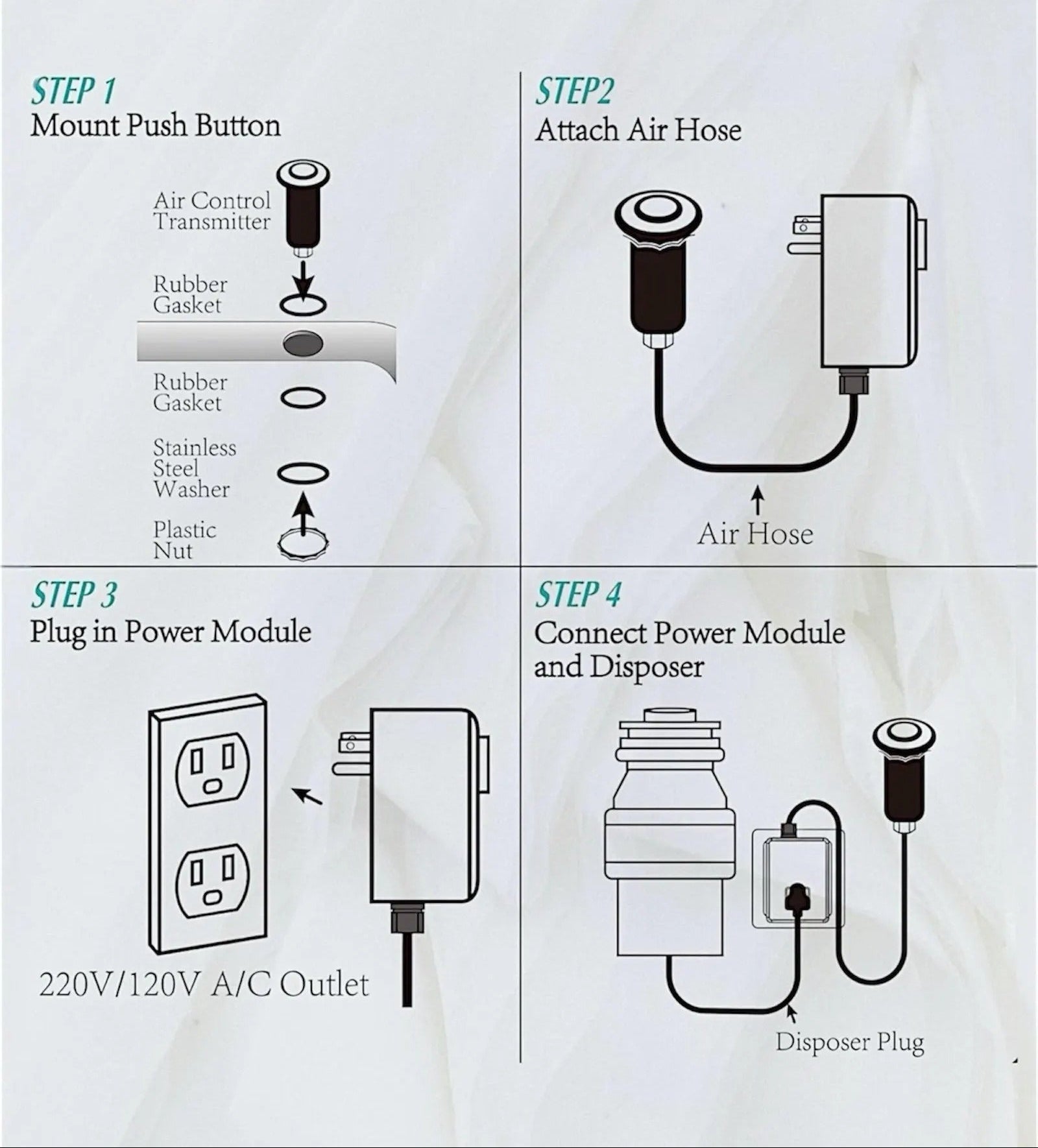 Unlacquered Brass Garbage Disposal Air Switch Kit - BRASSANOD