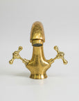 Unlacquered Engraved Brass Single Hole Bathroom Faucet - BRASSANOD